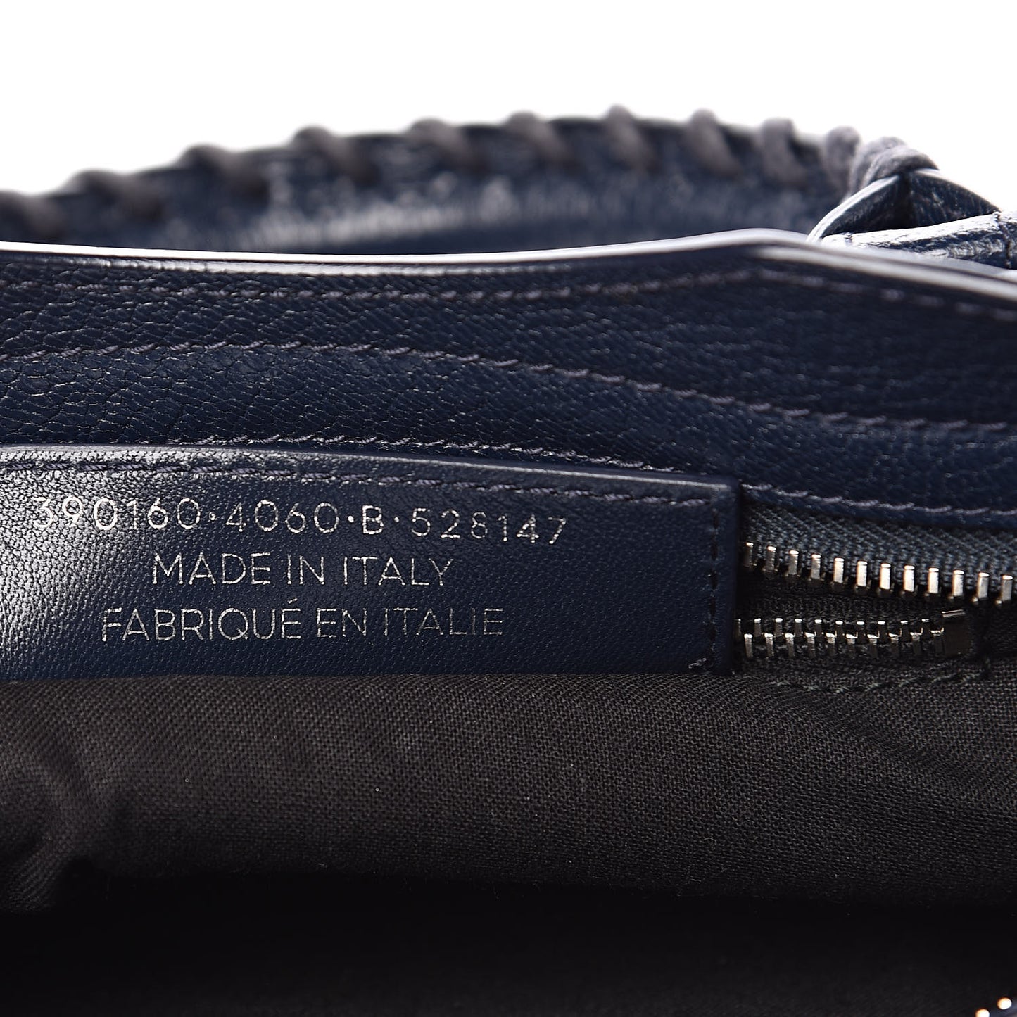 Chevre Silver Metallic Edge Hardware Mini City Bleu Nuit Dark Sea