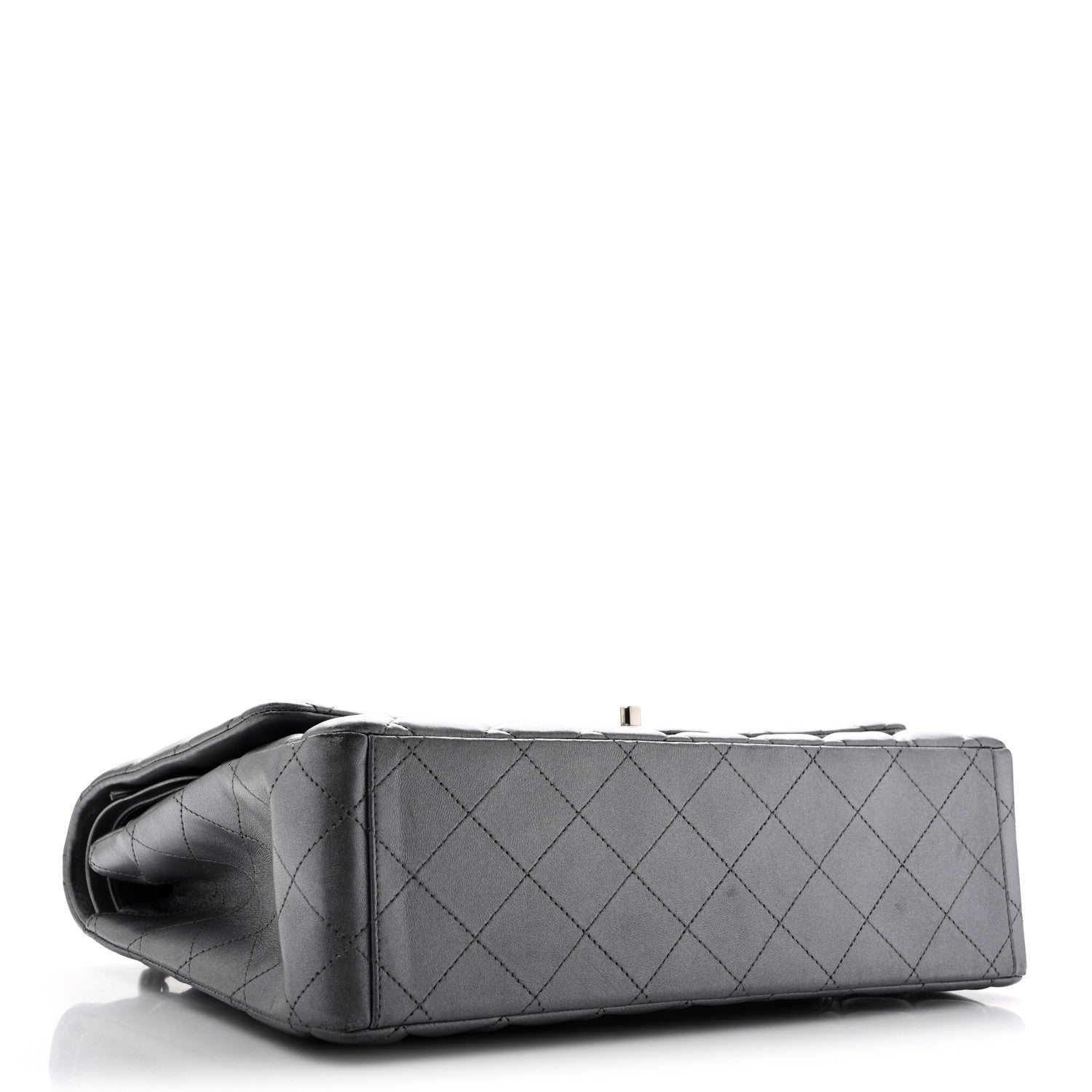 Chanel Metallic Lambskin Quilted Maxi Double Flap Pewter 4 of 15