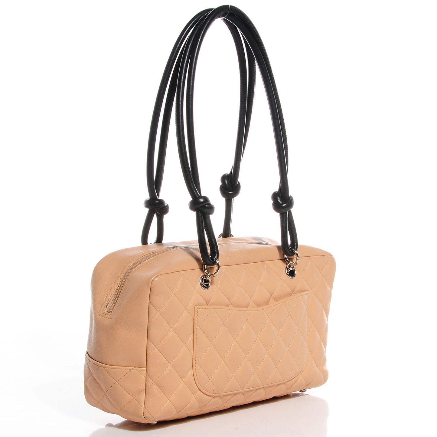 Calfskin Quilted Large Cambon Bowler Beige Black
