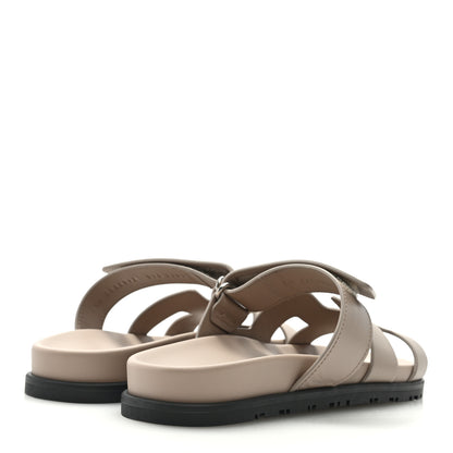 Hermes Calfskin Womens Chypre Sandals 37.5 Beige Mastic 4 of 8