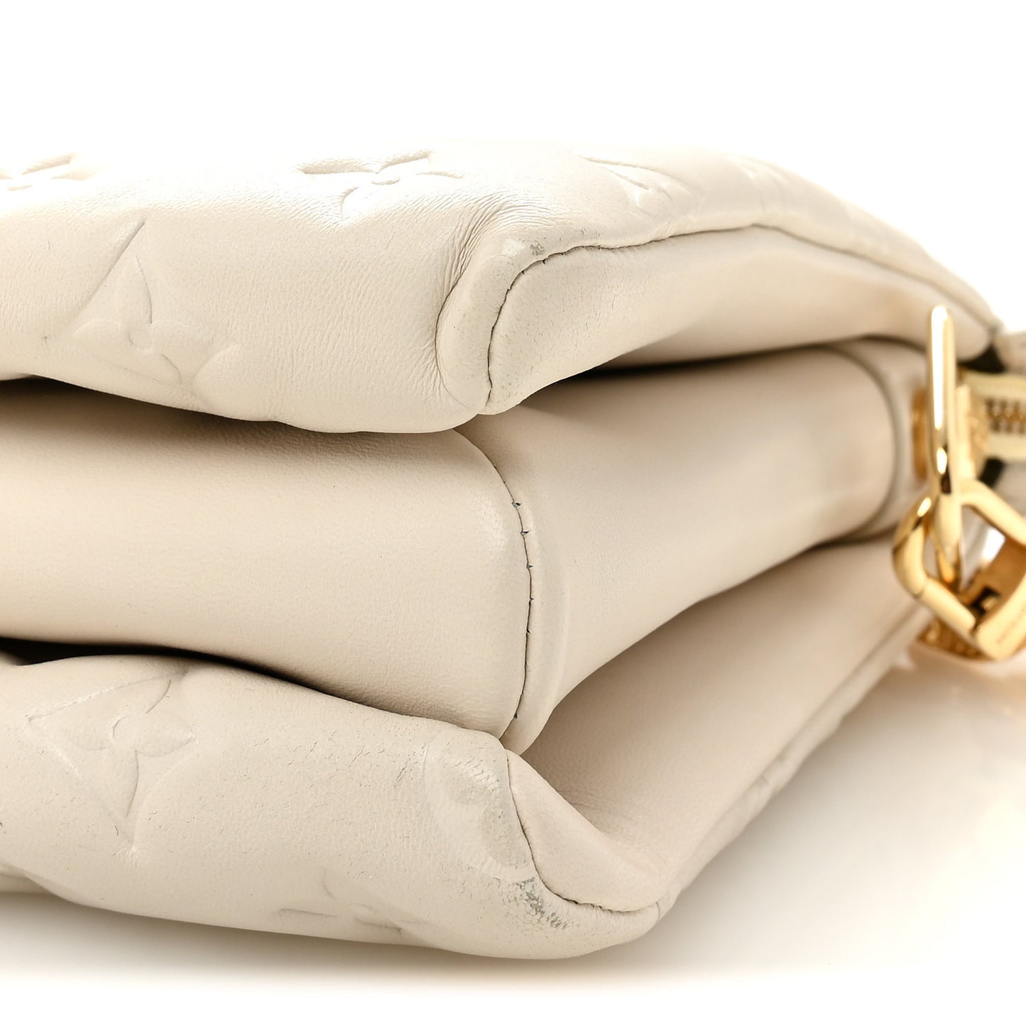 Lambskin Embossed Monogram Coussin PM Beige Cream