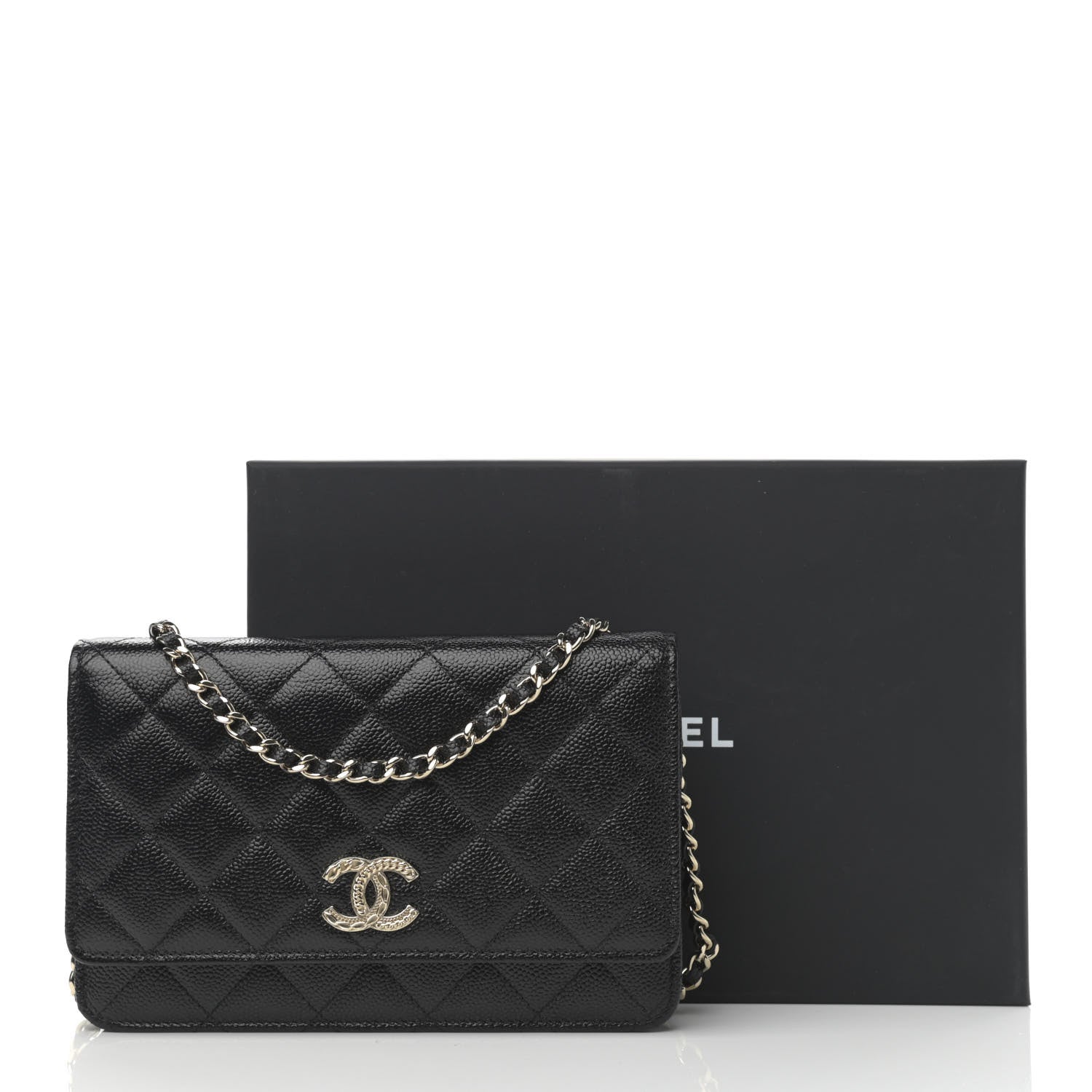 Chanel Caviar Quilted Chain CC Wallet On Chain WOC Black 12 of 12