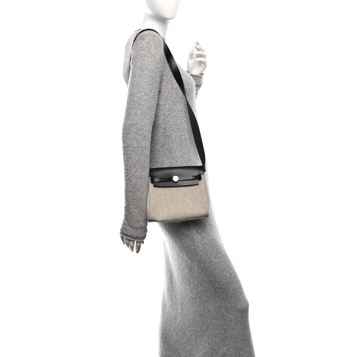 Hermes Military Toile Vache Hunter Herbag Zip Retourne 20 Ecru Black 2 of 11