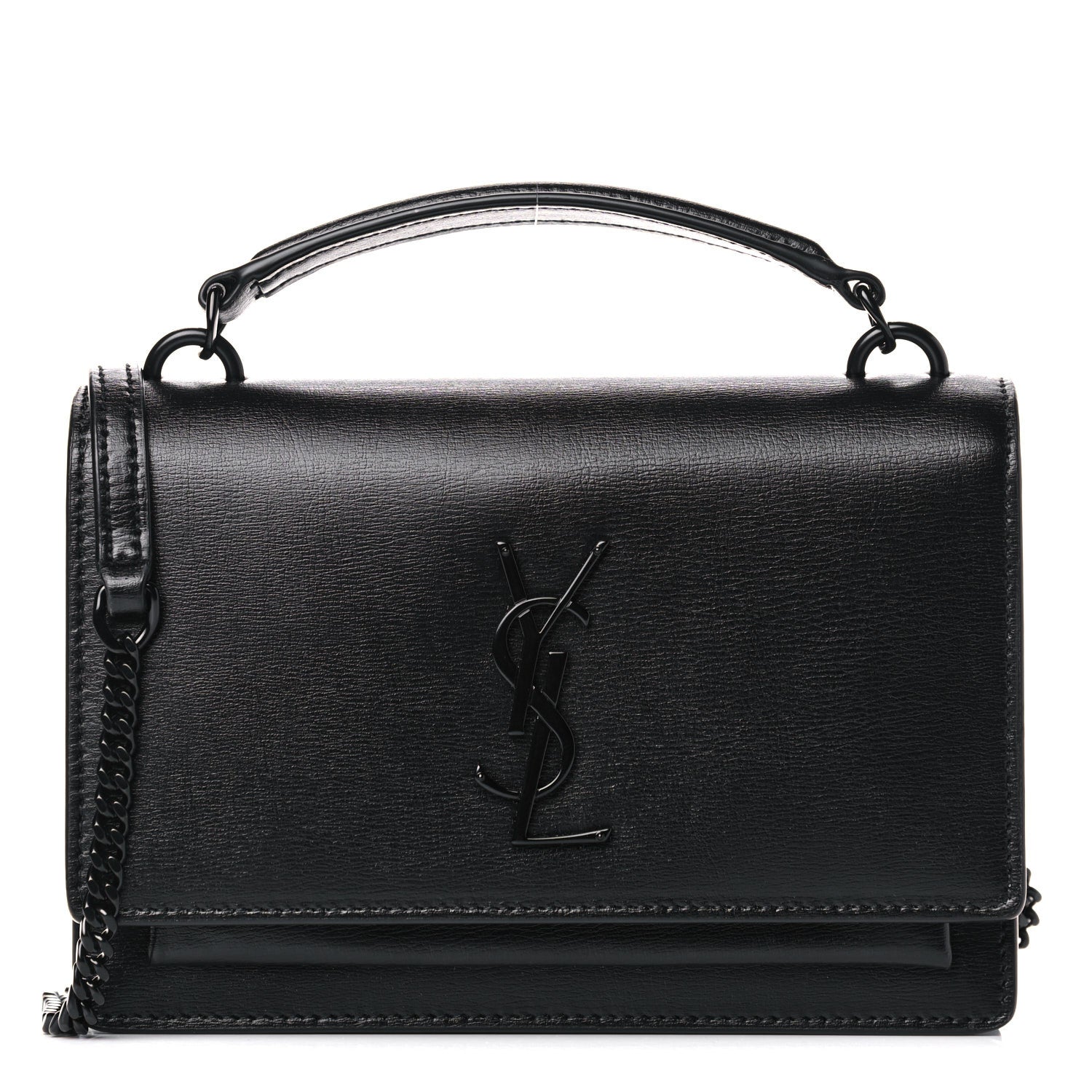 Saint Laurent Calfskin Monogram Sunset Chain Wallet Black 1 of 10