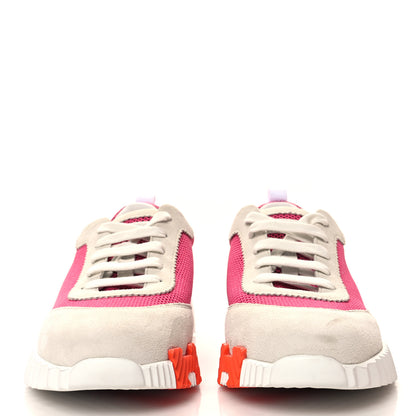 Hermes Air Mesh Suede Goatskin Bouncing Sneakers 40 Rose Multicolor 2 of 8