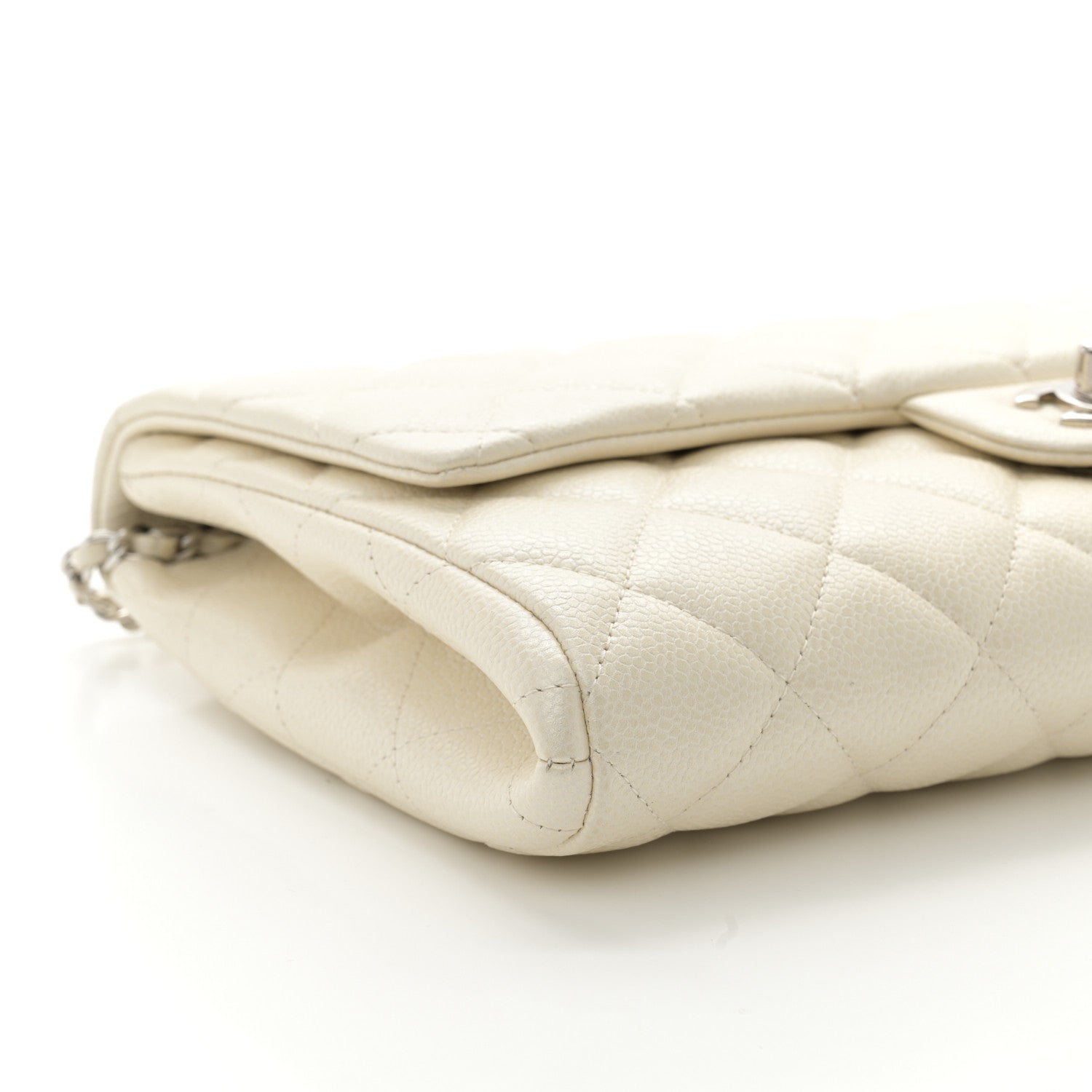 Chanel Pearly Caviar Quilted Clutch With Chain Flap Dark White 9 of 11