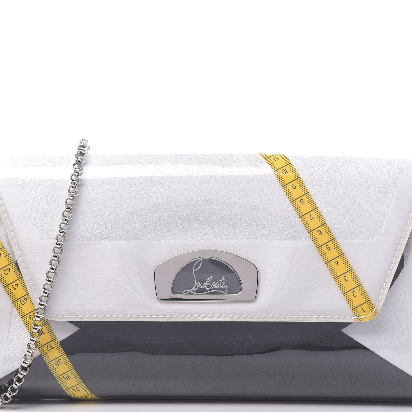 LOUBOUTIN Calfskin PVC Loubicouture Vero Dodat Clutch Black White Yellow