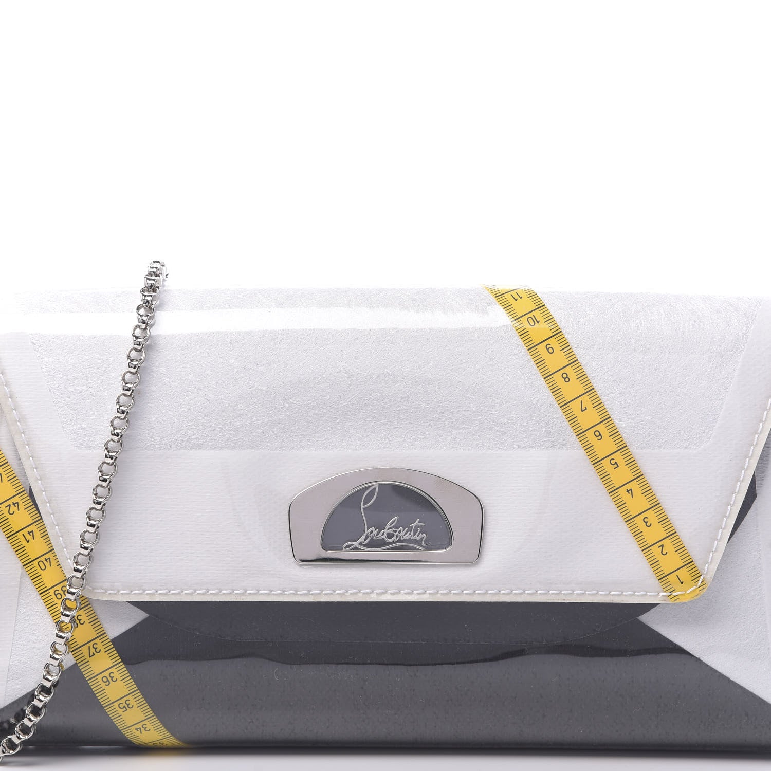 Christian Louboutin LOUBOUTIN Calfskin PVC Loubicouture Vero Dodat Clutch Black White Yellow 10 of 10