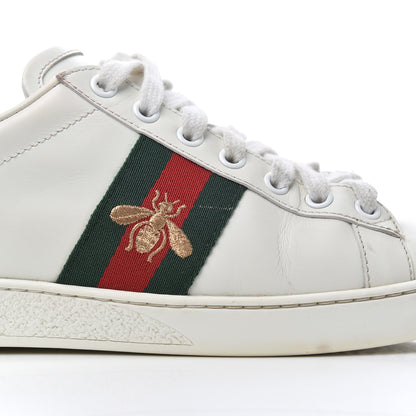 Gucci Calfskin Web Bee Embroidered Womens Ace Sneakers 38 White Green 13 of 25