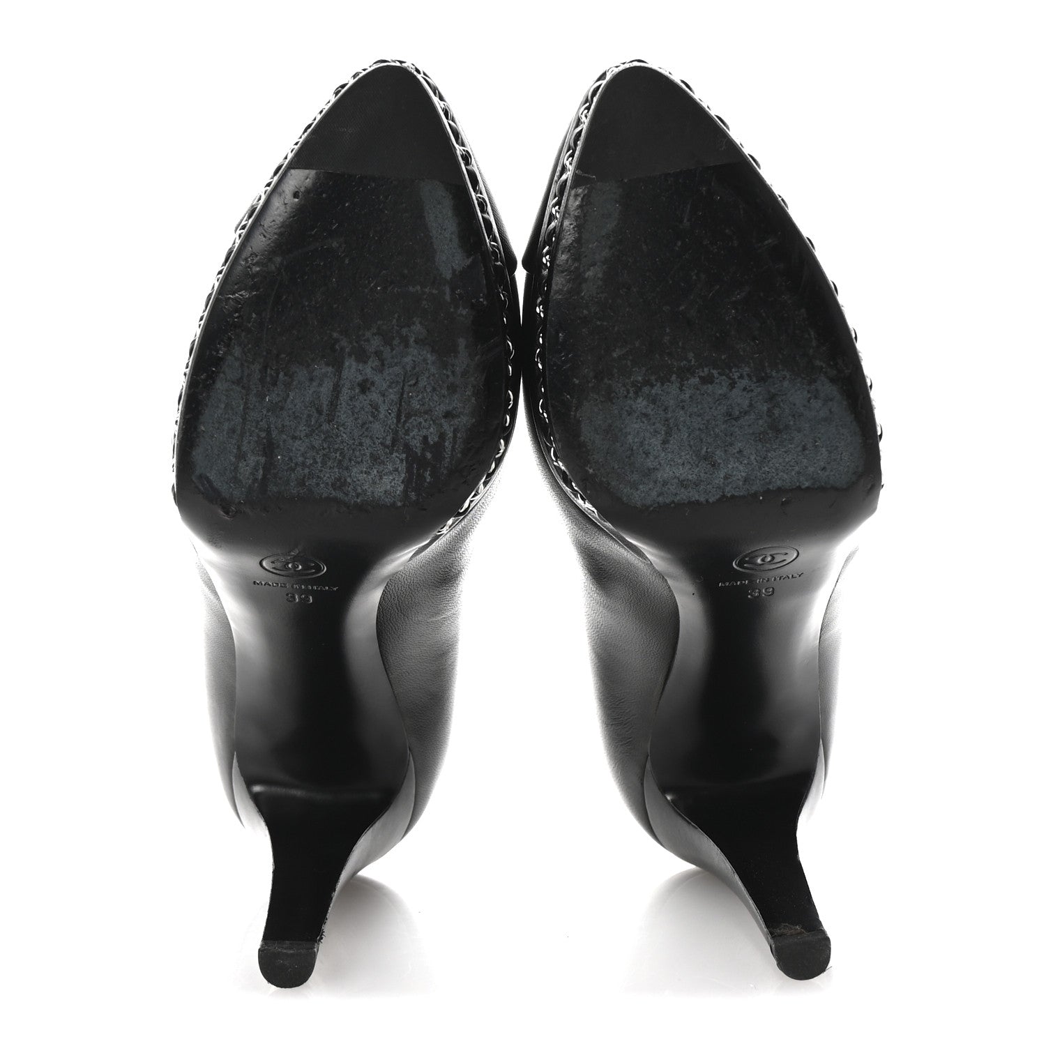 Chanel Lambskin CC Cap Toe Platform Chain Pumps 39 Black 6 of 10