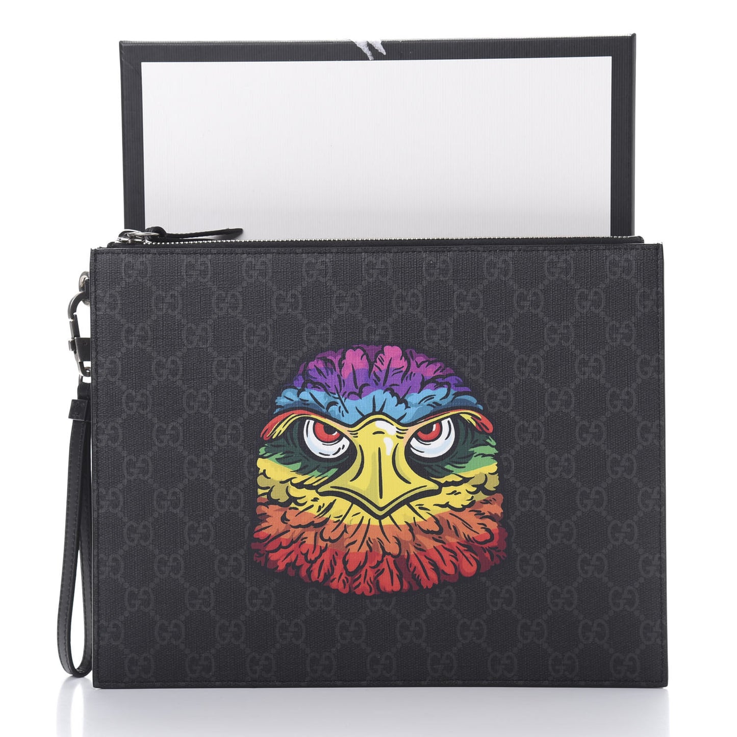 GG Supreme Monogram Rainbow Eagle Documents Holder Black Grey Multicolor