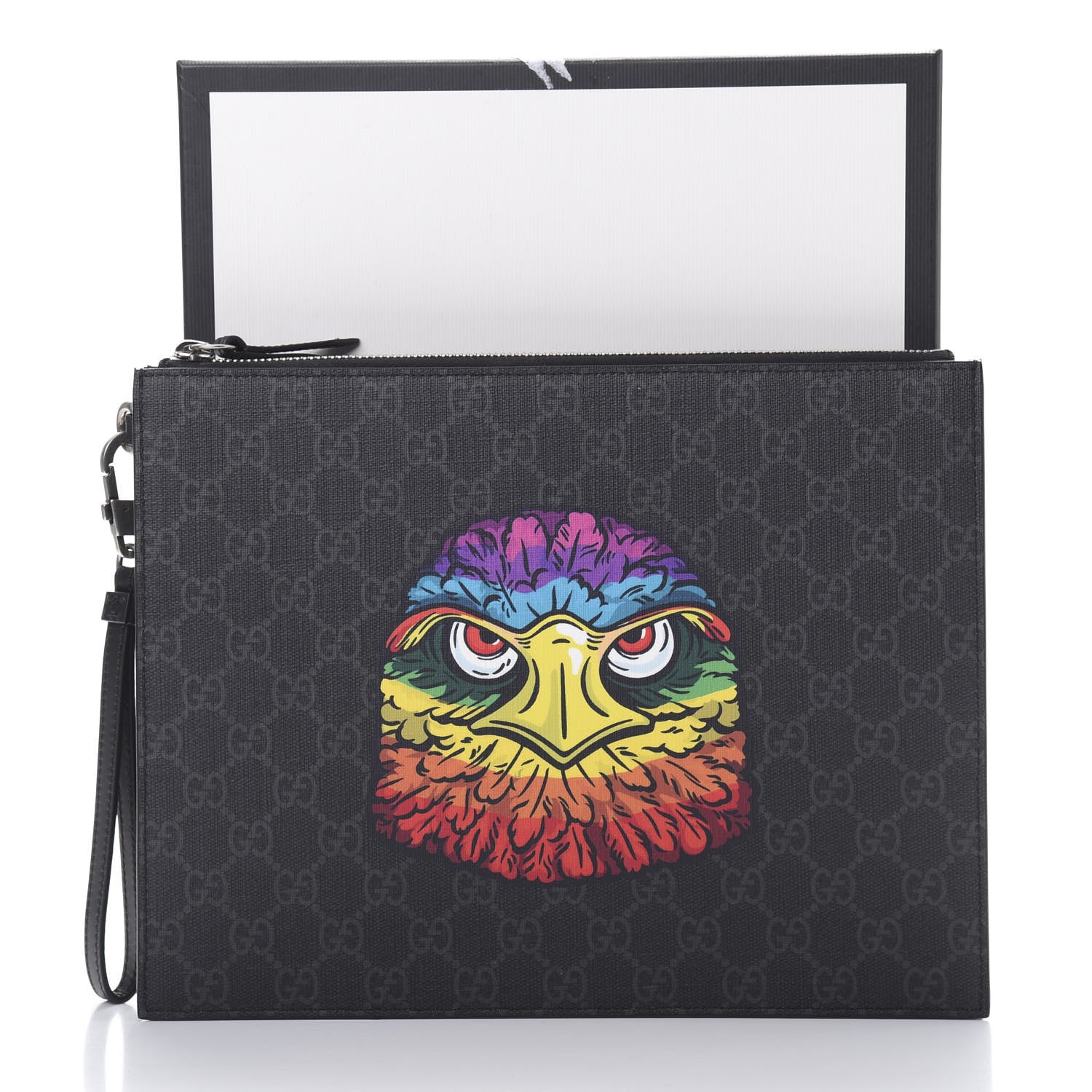 Gucci GG Supreme Monogram Rainbow Eagle Documents Holder Black Grey Multicolor 8 of 8