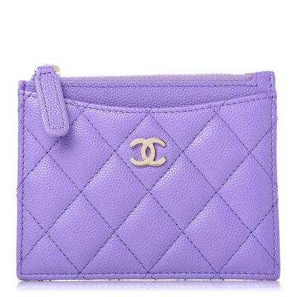 Chanel Caviar Quilted CC Zip Card Holder Purple 1 of 8