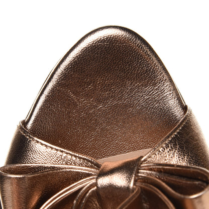 Valentino Garavani Metallic Nappa Couture Bow Peep Toe 25/120mm Platform Pumps 38 Light Bronze 9 of 9