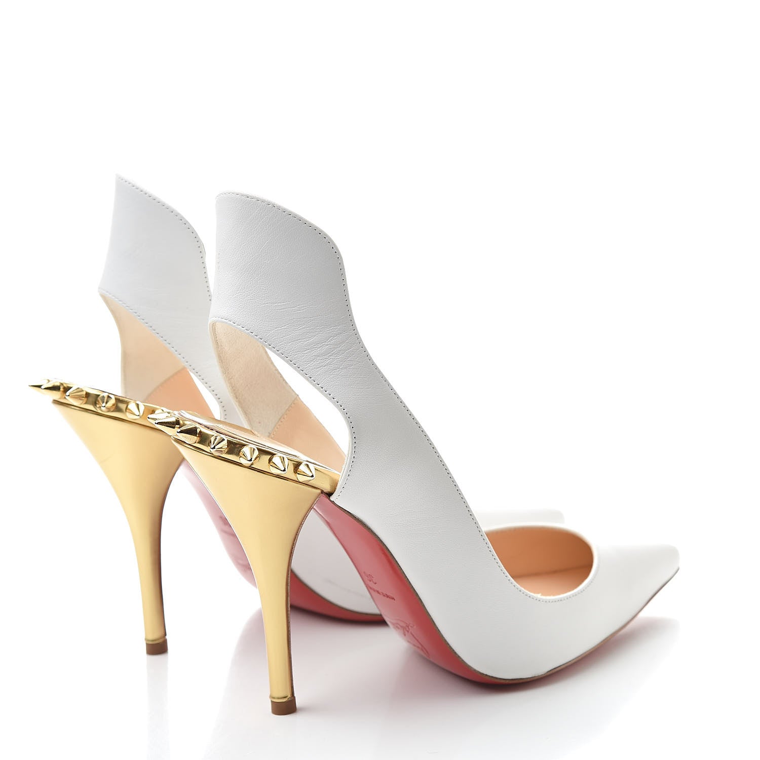 Christian Louboutin Kid Specchio Survivita 100 Slingback Pumps 36 White Gold 4 of 10