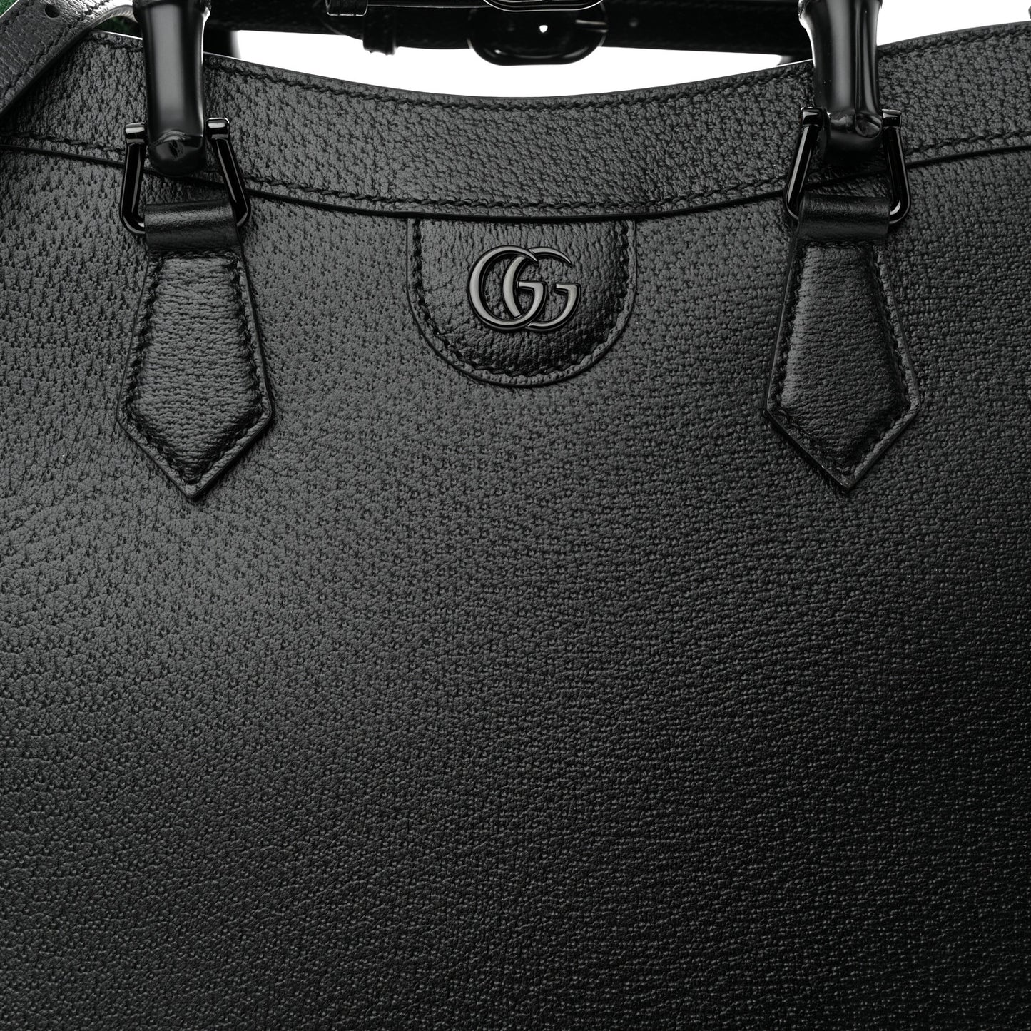 Textured Dollar Calfskin Web Monochrome Large Diana Tote Bag Black