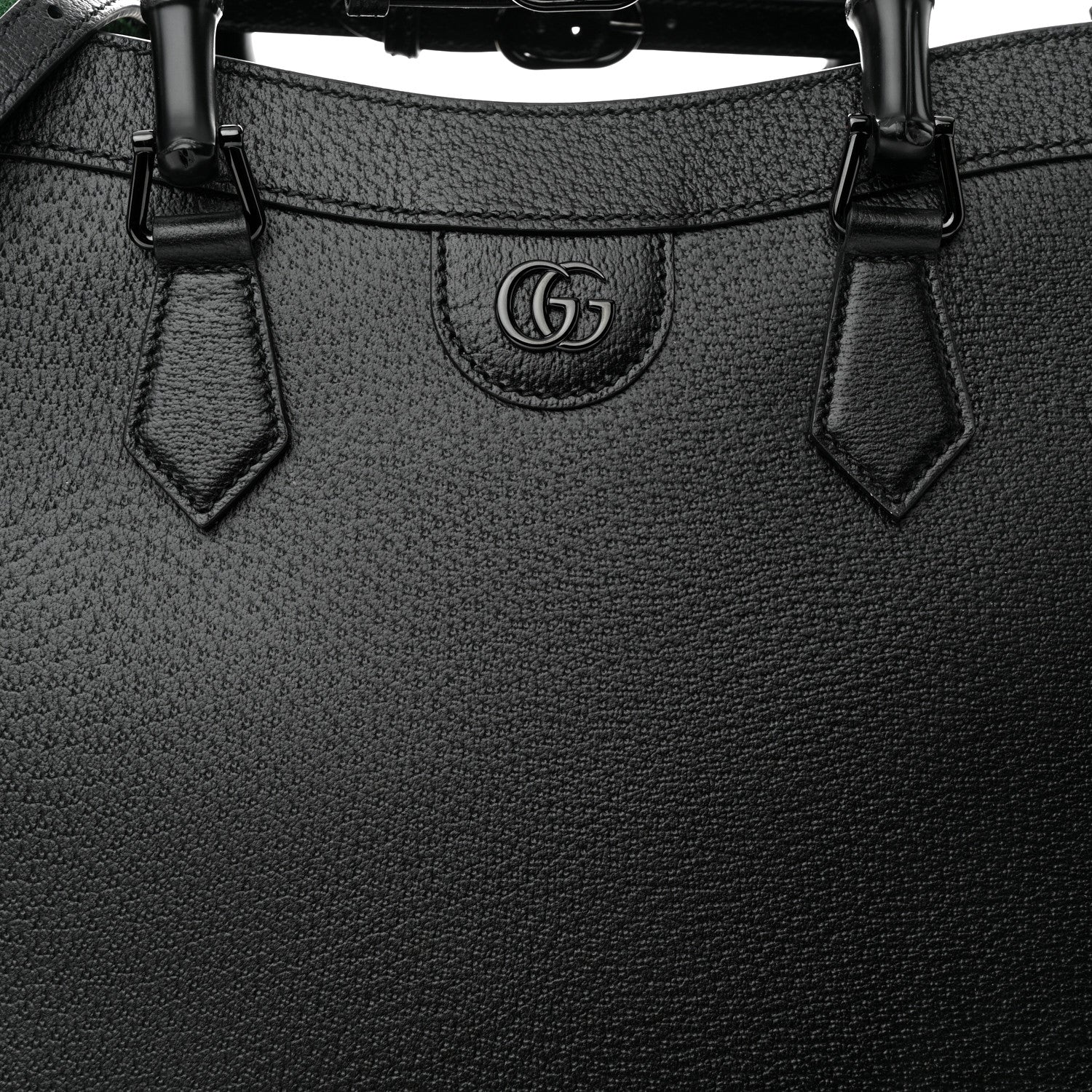 Gucci Textured Dollar Calfskin Web Monochrome Large Diana Tote Bag Black 9 of 15