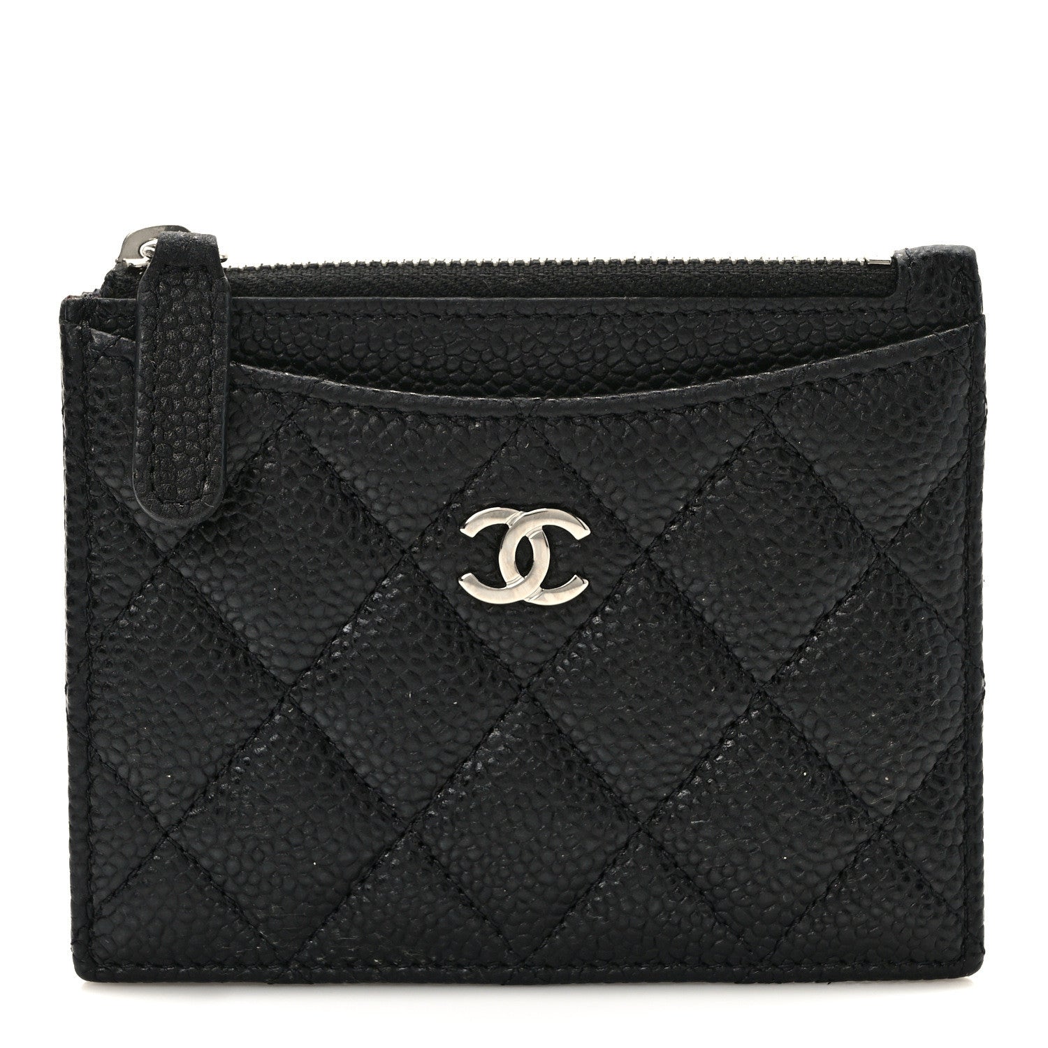Chanel Caviar Quilted CC Zip Card Holder Black 1 of 9