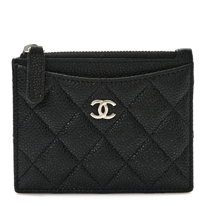 Chanel Caviar Quilted CC Zip Card Holder Black 1 of 9