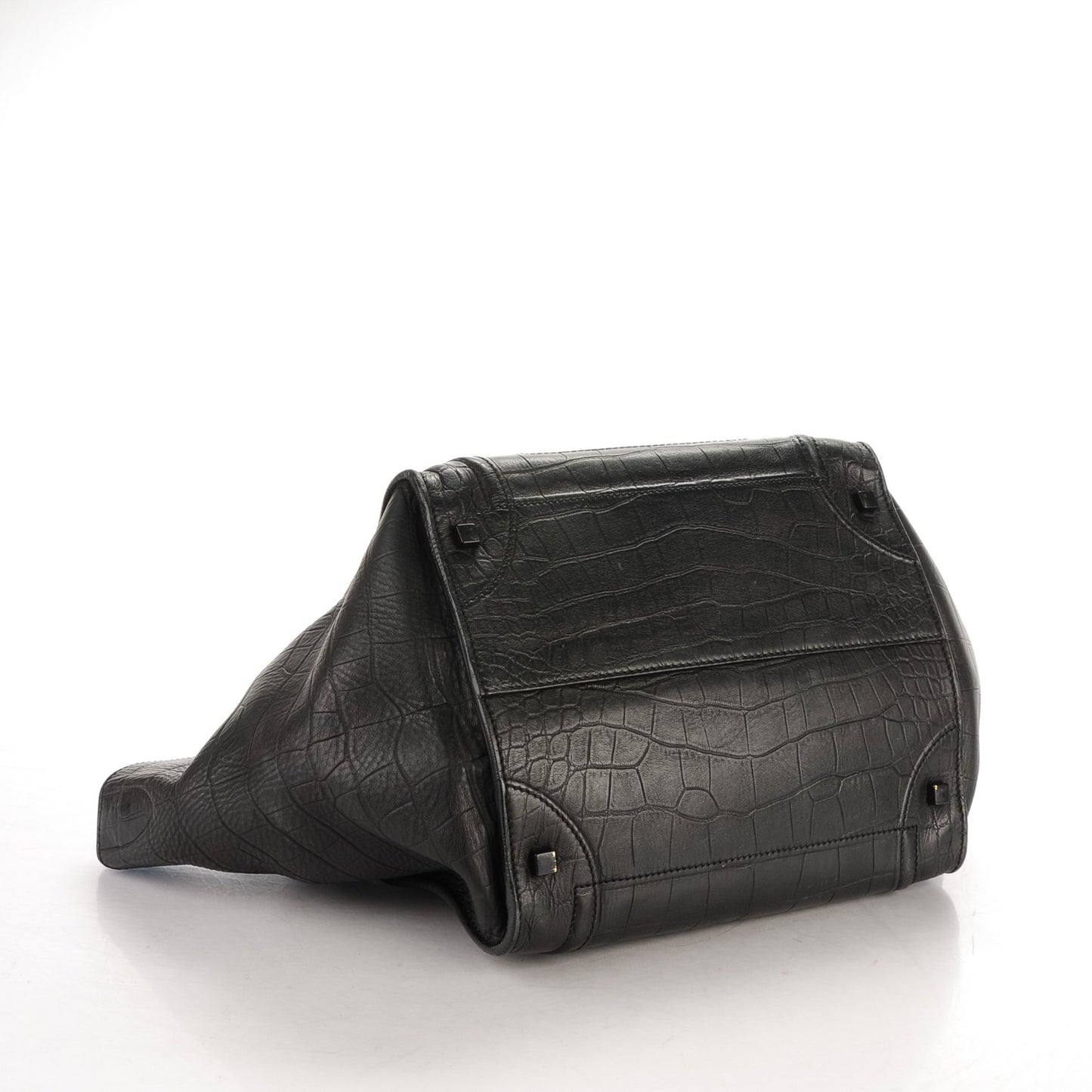 Crocodile Embossed Calfskin Medium Phantom Luggage Black