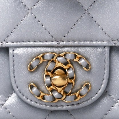 Chanel Metallic Lambskin Quilted Mini Strass On Top Flap Silvery 9 of 12