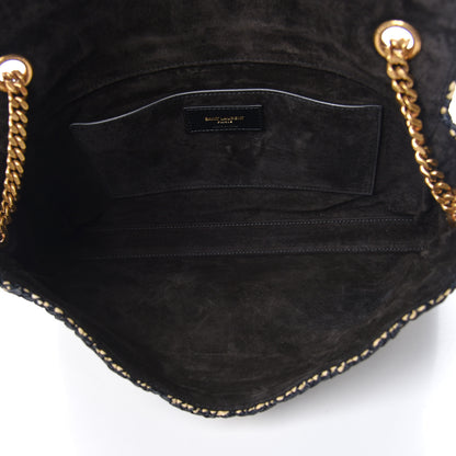 Saint Laurent Raffia Medium Monogram Kate Satchel Naturale Black 8 of 11