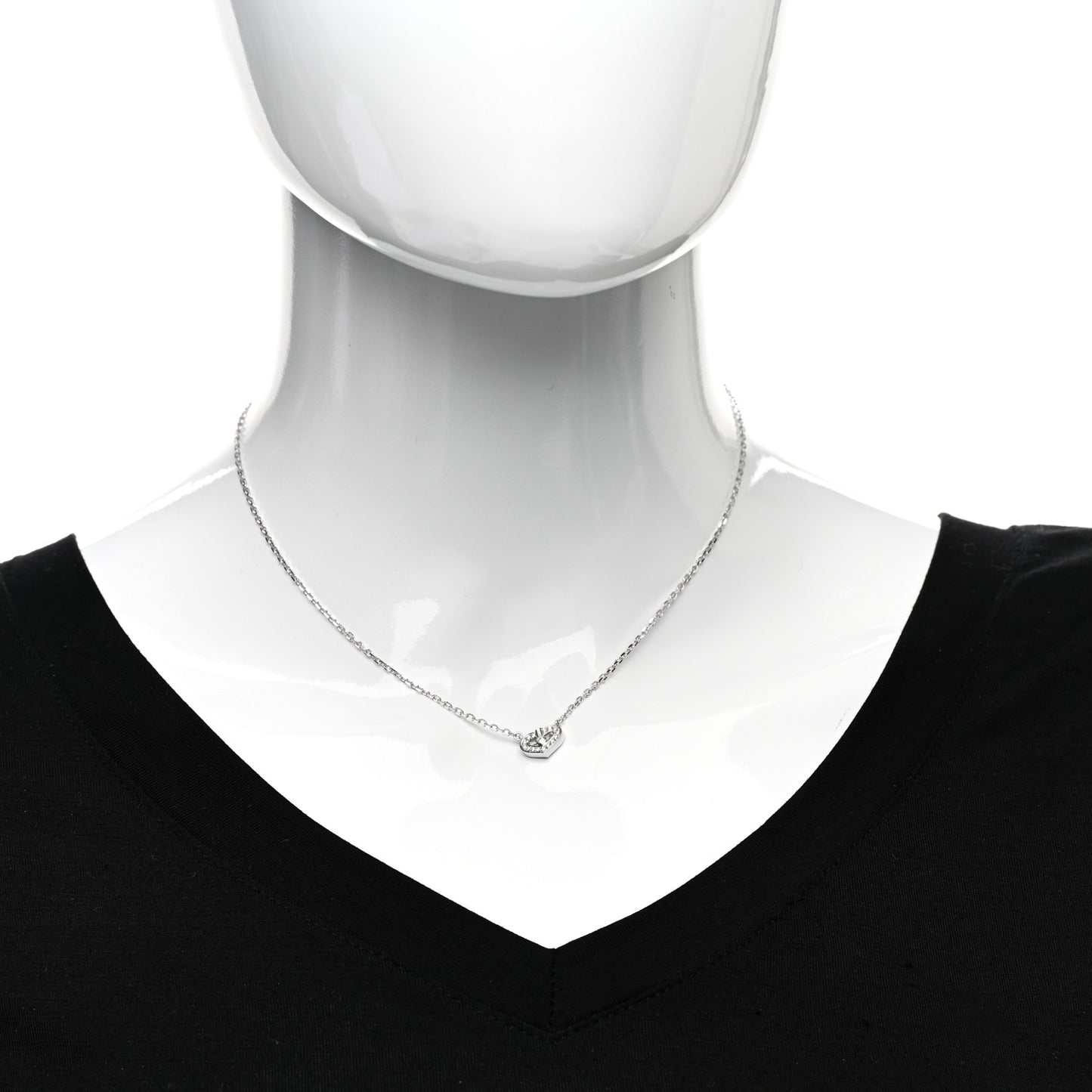 18K White Gold Diamond Extra Small C Hearts And Symbols Necklace