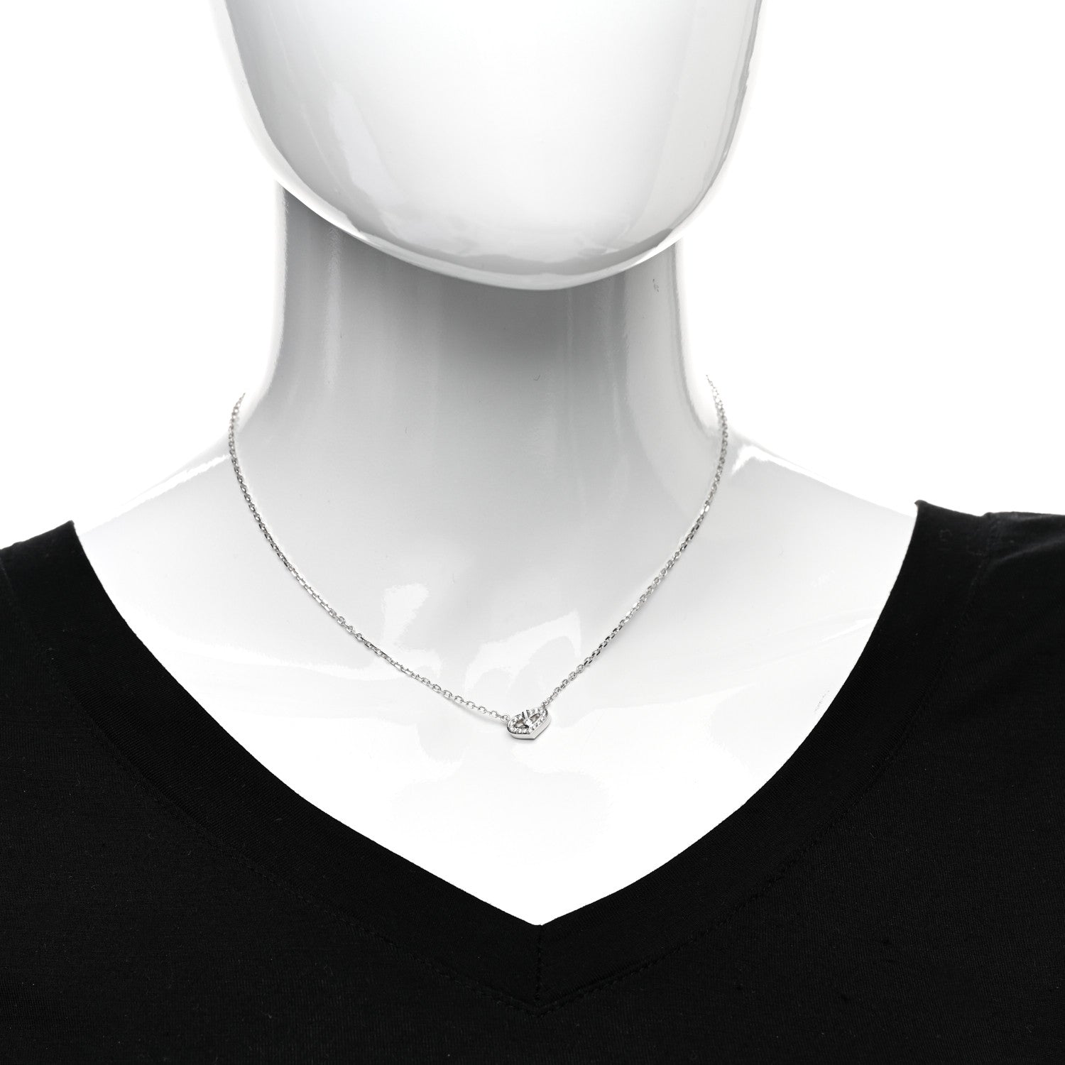 Cartier 18K White Gold Diamond Extra Small C Hearts And Symbols Necklace 2 of 5