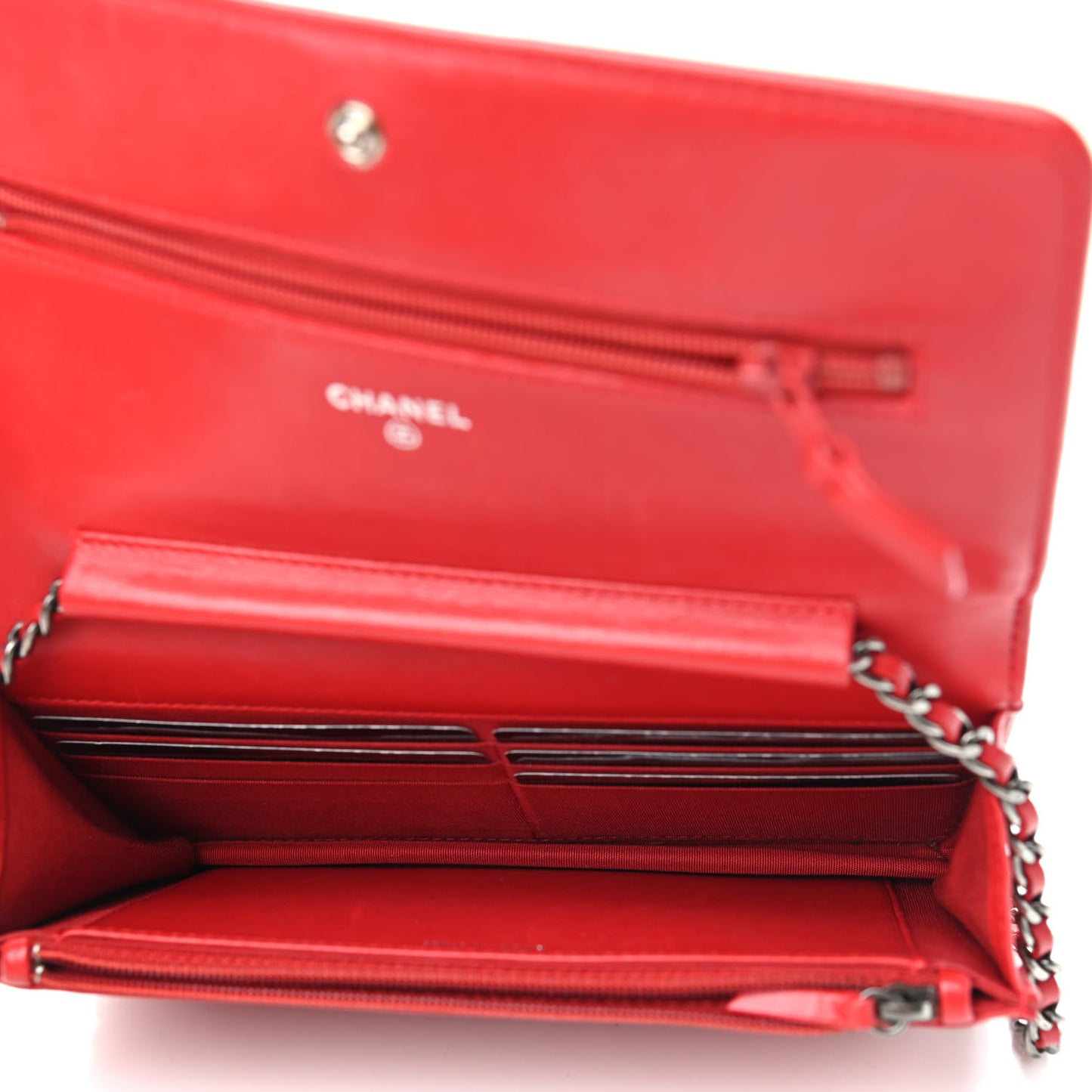 Lambskin Quilted Boy Wallet On Chain WOC Red