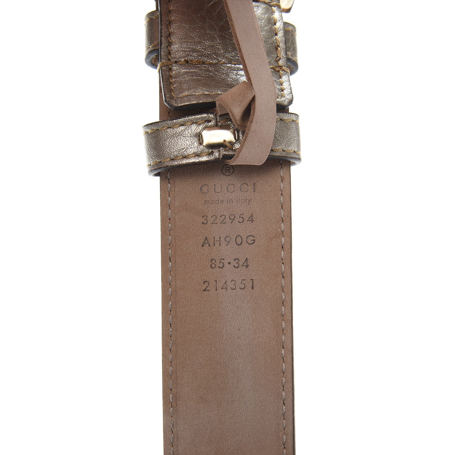 Gucci Metallic Calfskin Bamboo Buckle Belt 85 34 Golden Beige 5 of 6