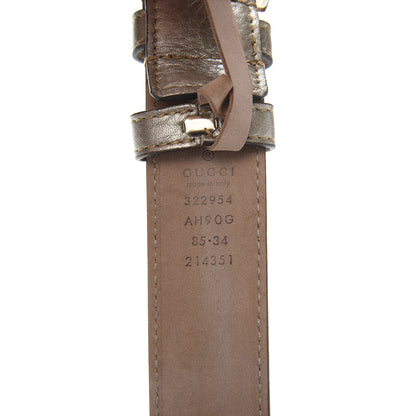 Gucci Metallic Calfskin Bamboo Buckle Belt 85 34 Golden Beige 5 of 6