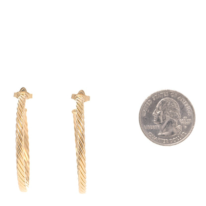 David Yurman 18K Yellow Gold Medium Cablespira Hoop Earrings 2 of 6
