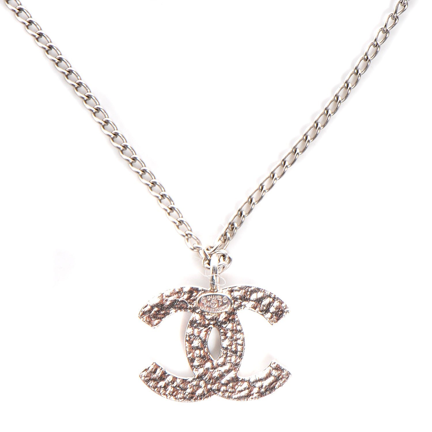 Chanel Enamel CC Necklace Black Silver 3 of 5