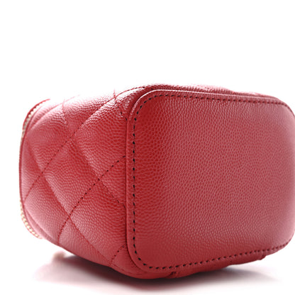 Chanel Caviar Quilted Mini Vanity Case With Chain Red 9 of 10