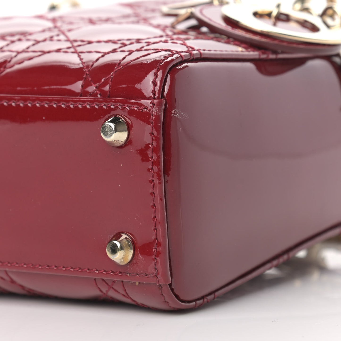 Patent Cannage Mini Lady Dior Red