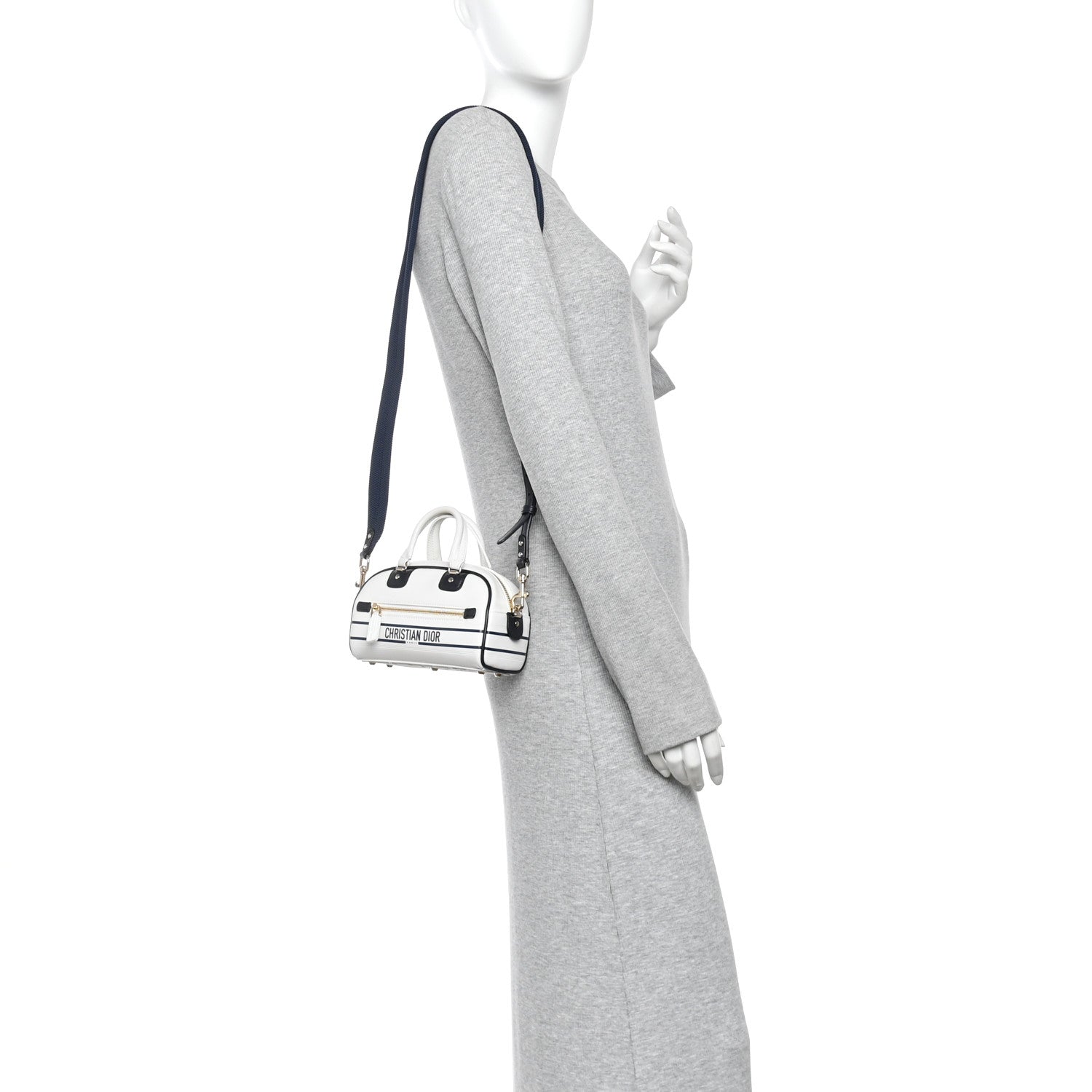 Christian Dior Calfskin Micro Dior Vibe Zip Bowling Bag White 2 of 11