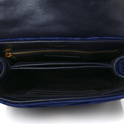 Saint Laurent Velvet Y Quilted Monogram Toy Loulou Crossbody Bag Navy 5 of 8