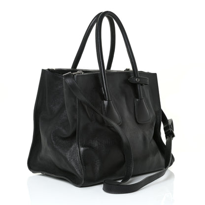 Prada Glace Calf Twin Pocket Tote Black 2 of 17
