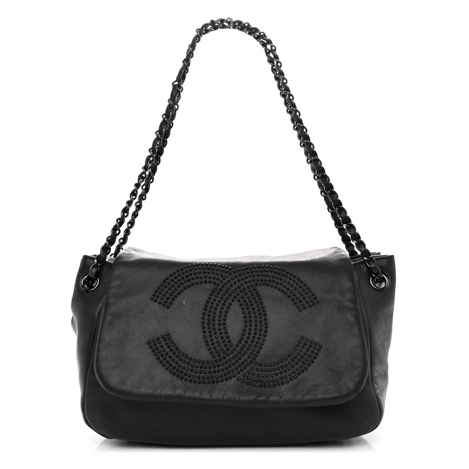 Chanel Lambskin Studded Accordion CC Flap Black 1 of 18