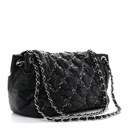 Chanel Nylon Quilted Tweed Stitch Bubble Flap Black 3 of 12