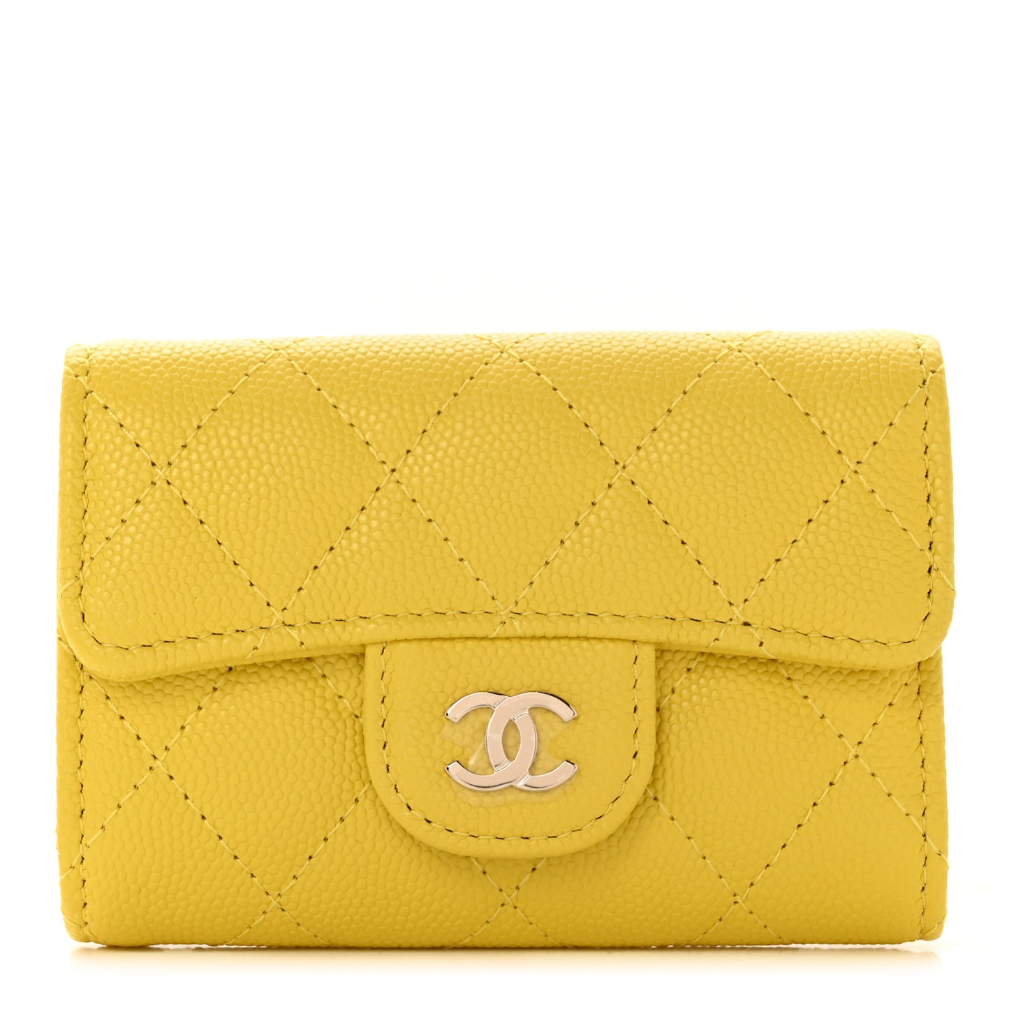 Caviar Quilted Classic 4 Key Holder Wallet Yellow