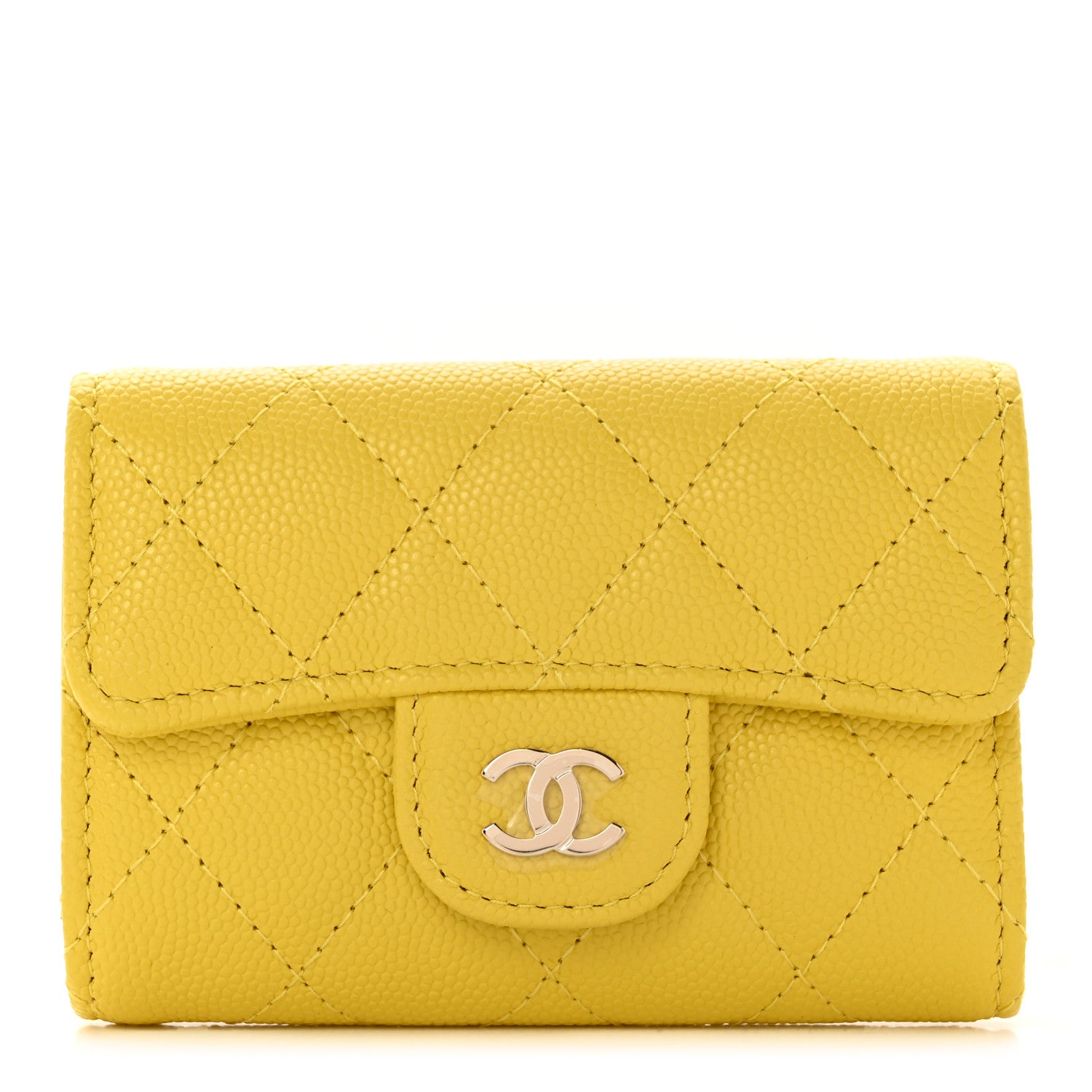 Chanel Caviar Quilted Classic 4 Key Holder Wallet Yellow 1 of 8