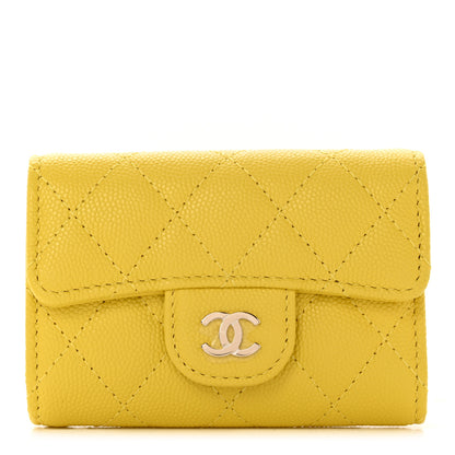 Chanel Caviar Quilted Classic 4 Key Holder Wallet Yellow 1 of 8