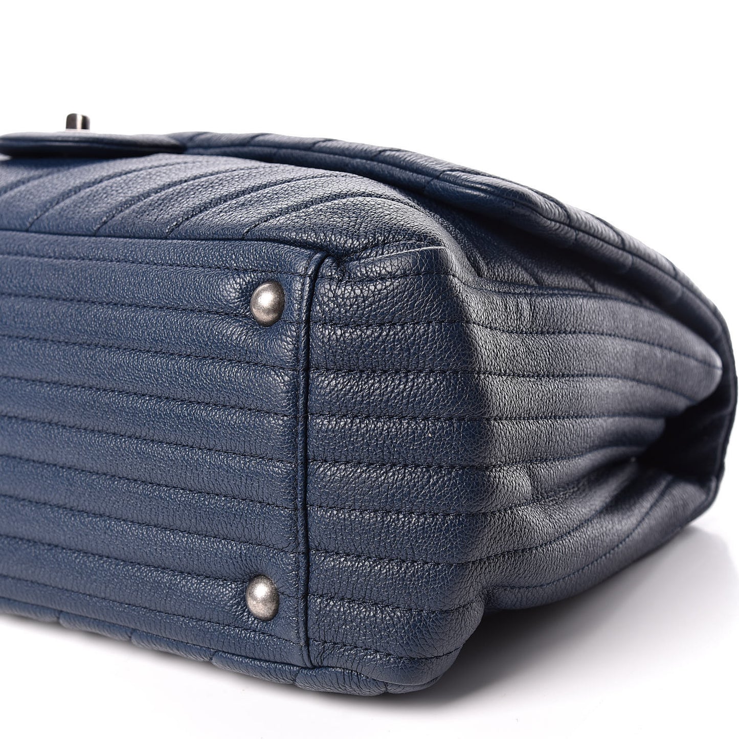 Calfskin Chevron Quilted XXL Travel Flap Bag Blue