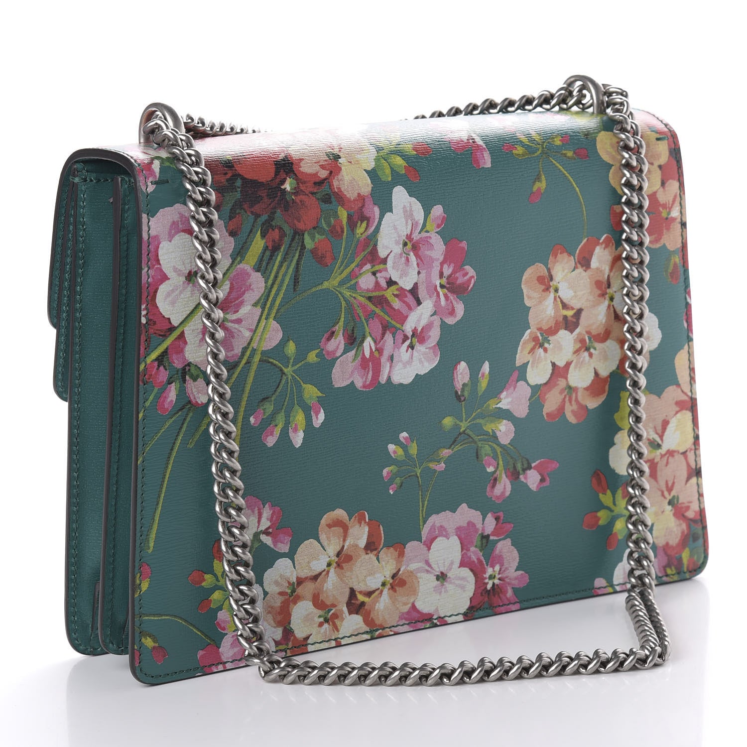 Gucci Calfskin Blooms Print Medium Dionysus Shoulder Bag Bright Emerald Multicolor 3 of 10