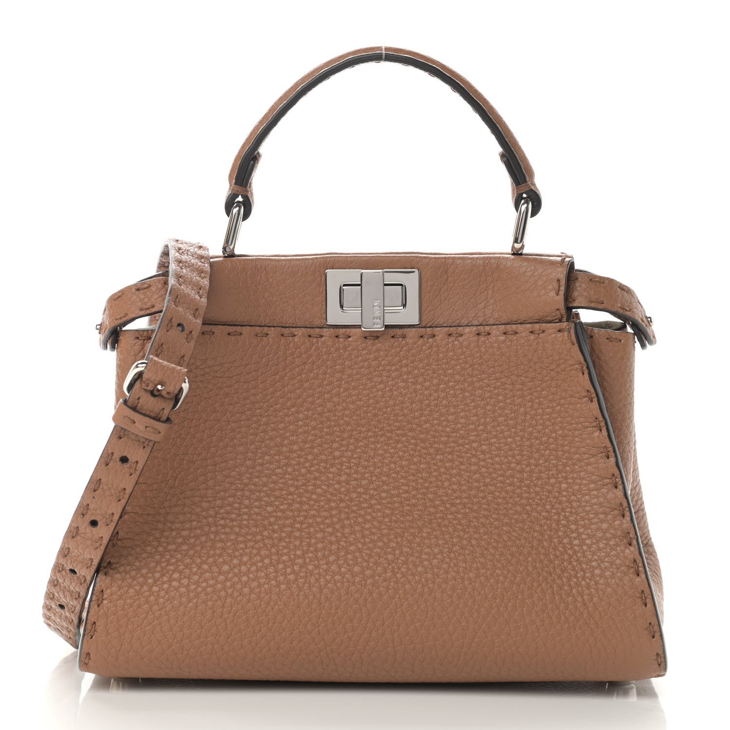 Fendi Cuoio Romano Selleria Bi-Color Mini Peekaboo Iconic Satchel Mou Milk 3 of 14
