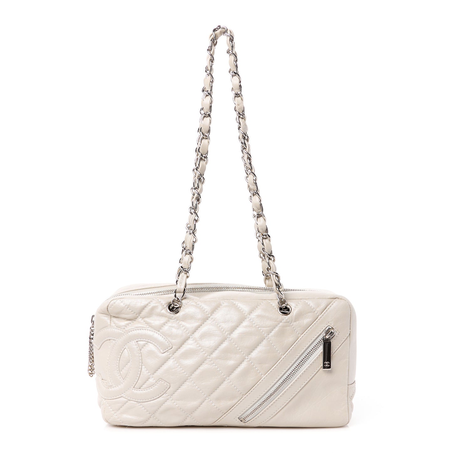 Aged Calfskin Quilted Cotton Club Bowler Pearl