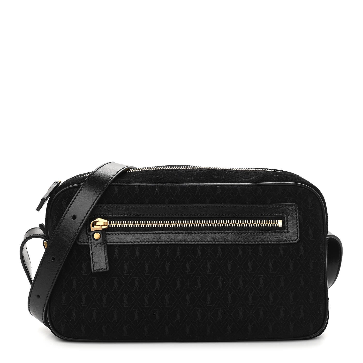 Saint Laurent Suede Monogram All Over Camera Bag Black 1 of 10
