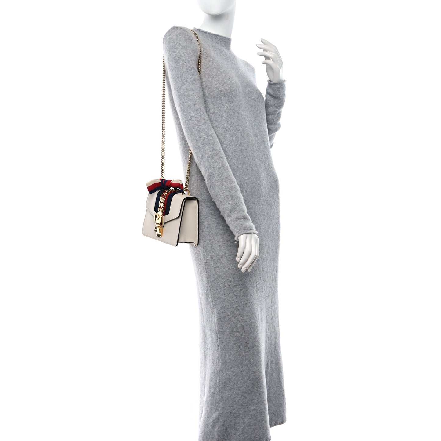 Calfskin Mini Sylvie Chain Shoulder Bag White