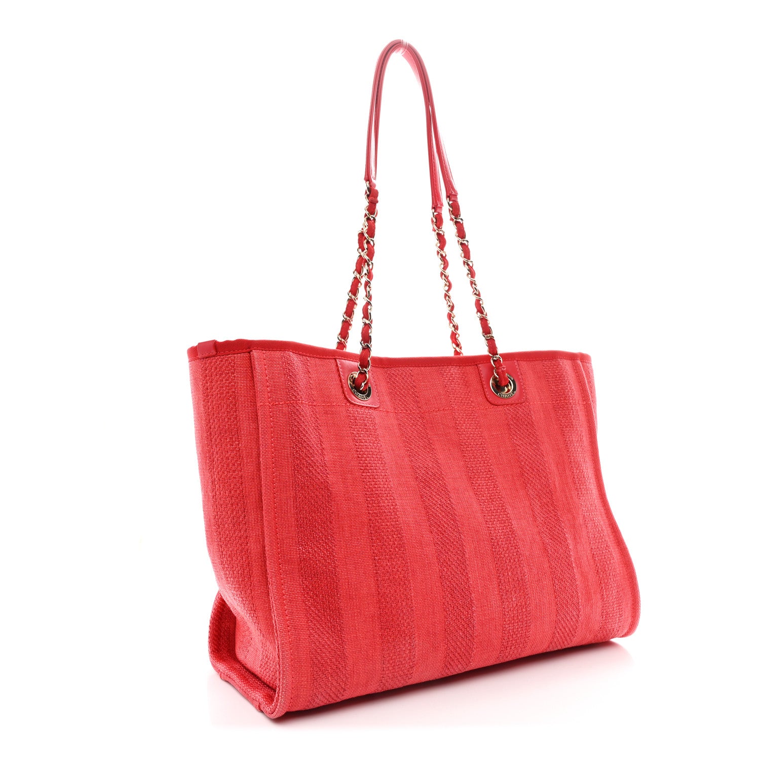 Chanel Mixed Fibers Striped Small Deauville Tote Red 3 of 10